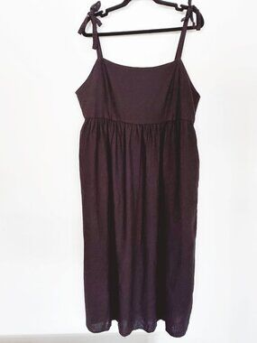 Joe Fresh Black Linen Blend Maxi Dress Pockets XL Flowy Vacation Effortless